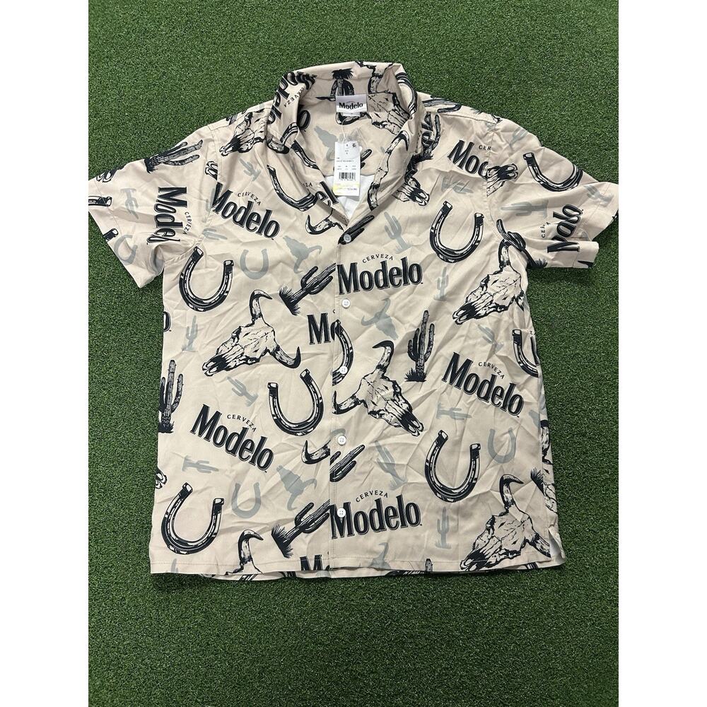 New Modelo Ripple Junction Men's Woven Short Sleeve Button-Down Shirt Size Small